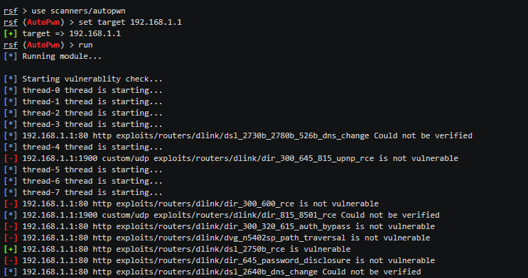 routersploit scanning vulnerabilities