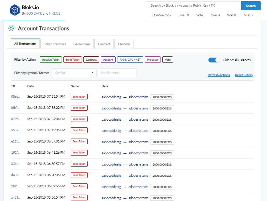 EOSBet attacker account transaction