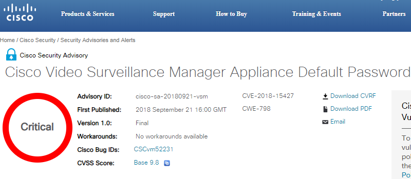 Cisco patch video surveillance manager vulnerability