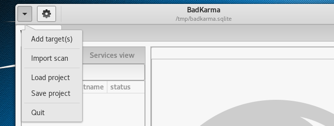 badKarma top menu