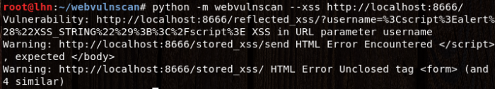 xss vulnerability results