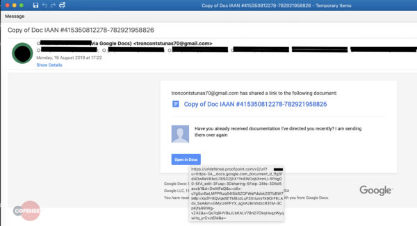 Trickbot phishing email