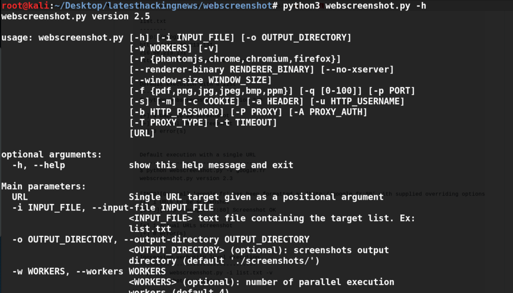 Webscreenshot Py A Simple Script That Aids In Testing Large Websites Latest Hacking News