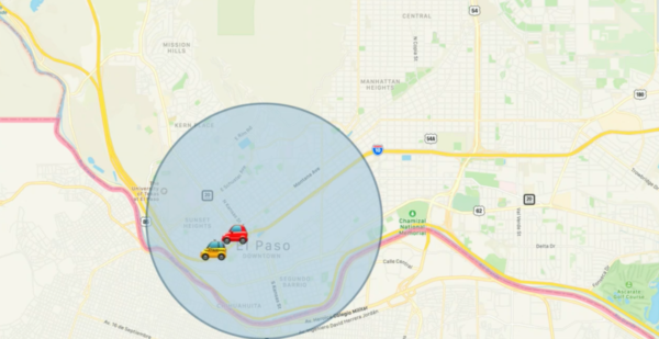 emplacement approximatif sur la carte iOS 14