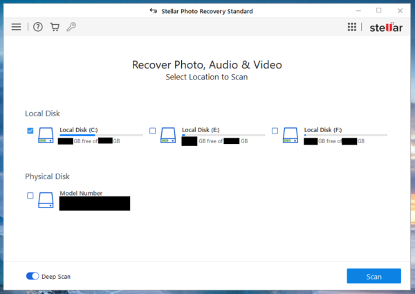 Stellar Photo Recovery interface