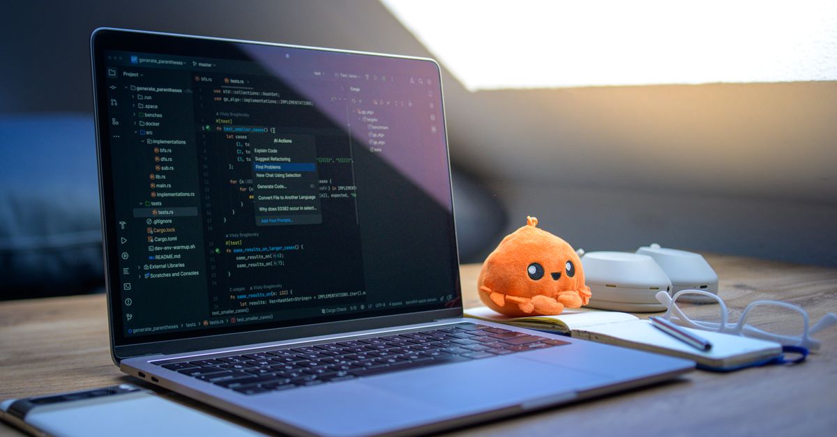 A code editor showing an AI Actions menu with options like Explain Code and Generate Code, the kind of AI coding agent affected by the Azure DevOps MCP flaw
